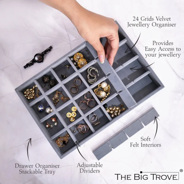 Luxury 24 Grids Jewellery Tray - Image 3
