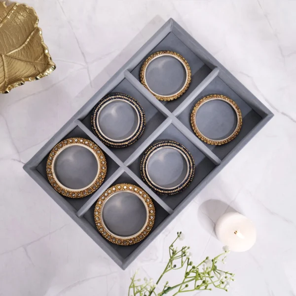 Premium Velvet 6 Slot Bangle Organiser Jewellery Tray