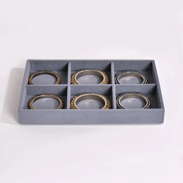 Premium Velvet 6 Slot Bangle Organiser Jewellery Tray - Image 2