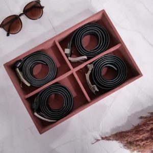 4 Slot Luxury Velvet Belt Tray